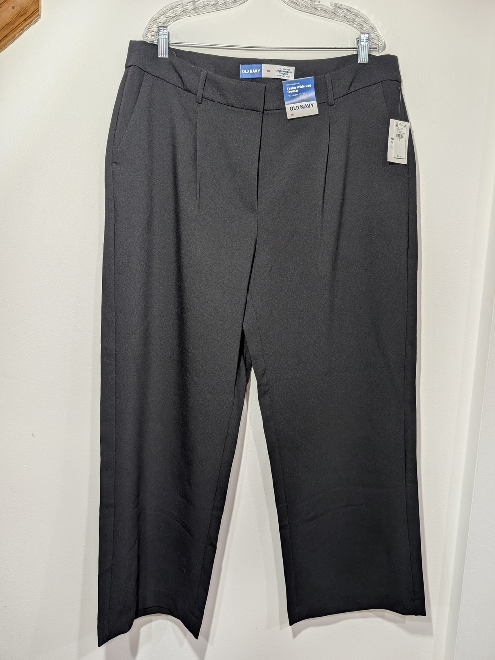 Old Navy Extra High-Waisted Taylor Black Wide-Leg Trouser Dress Pants Women's 16